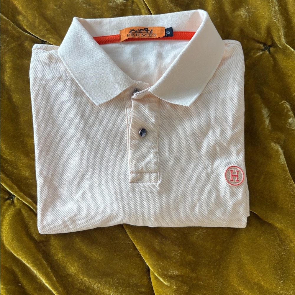 Hermes Men's Polo Shirt in Light Cream
